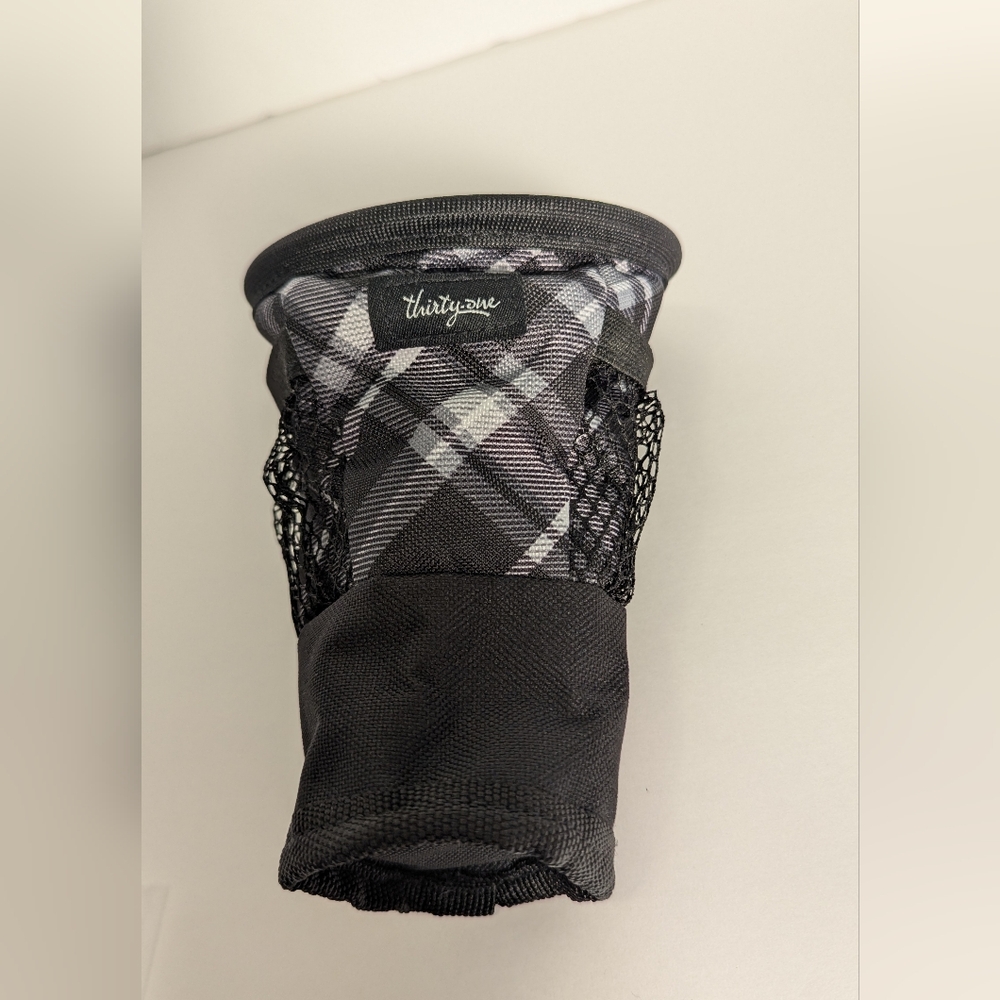 Thirty-One Black and Gray Plaid Cup Organizer for Car